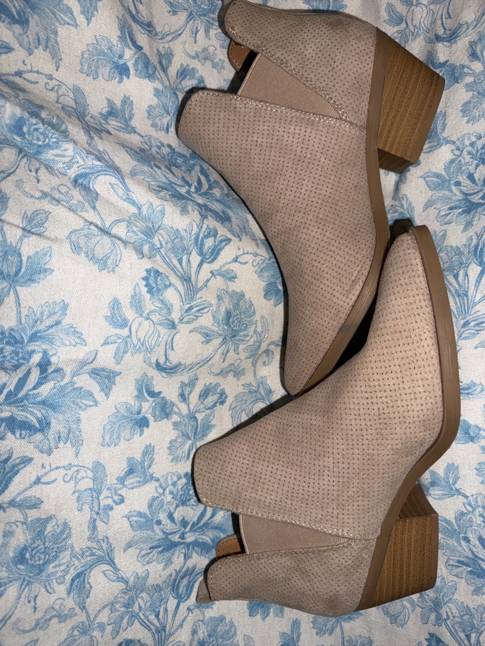 Universal Thread Taupe Perforated Ankle Booties